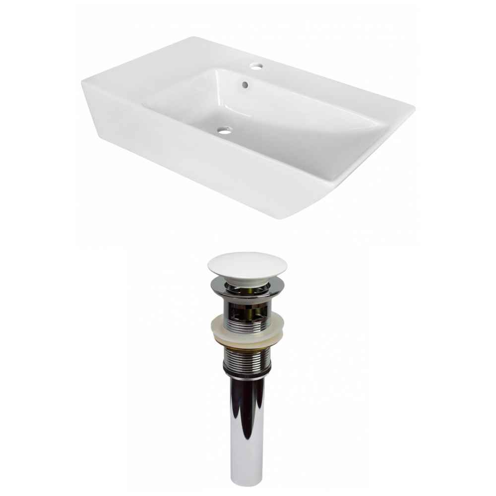 25.5-in. x 15.5-in. Rectangle Bathroom Vessel Sink Set White Enamel Glaze