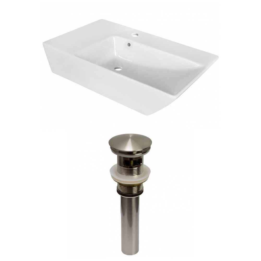 25.5-in. x 15.5-in. Rectangle Bathroom Vessel Sink Set White Enamel Glaze