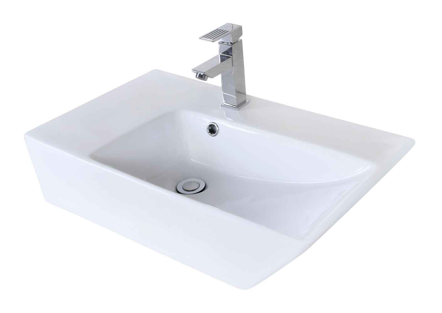25.5-in. x 15.5-in. Rectangle Bathroom Vessel Sink Set White Enamel Glaze