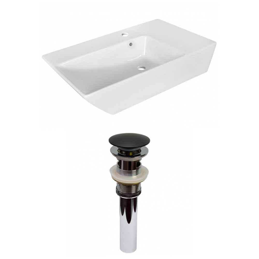 25.5-in. x 15.5-in. Rectangle Bathroom Vessel Sink Set White Enamel Glaze