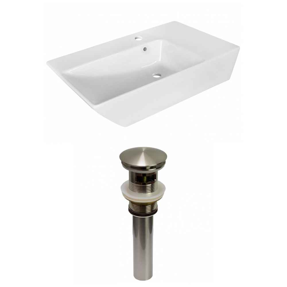 25.5-in. x 15.5-in. Rectangle Bathroom Vessel Sink Set White Enamel Glaze