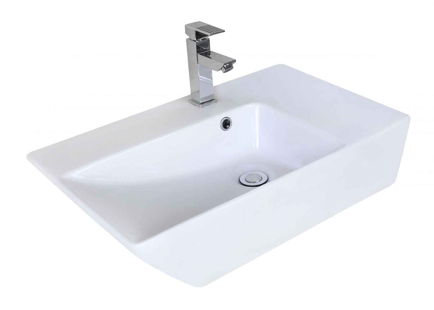25.5-in. x 15.5-in. Rectangle Bathroom Vessel Sink Set White Enamel Glaze