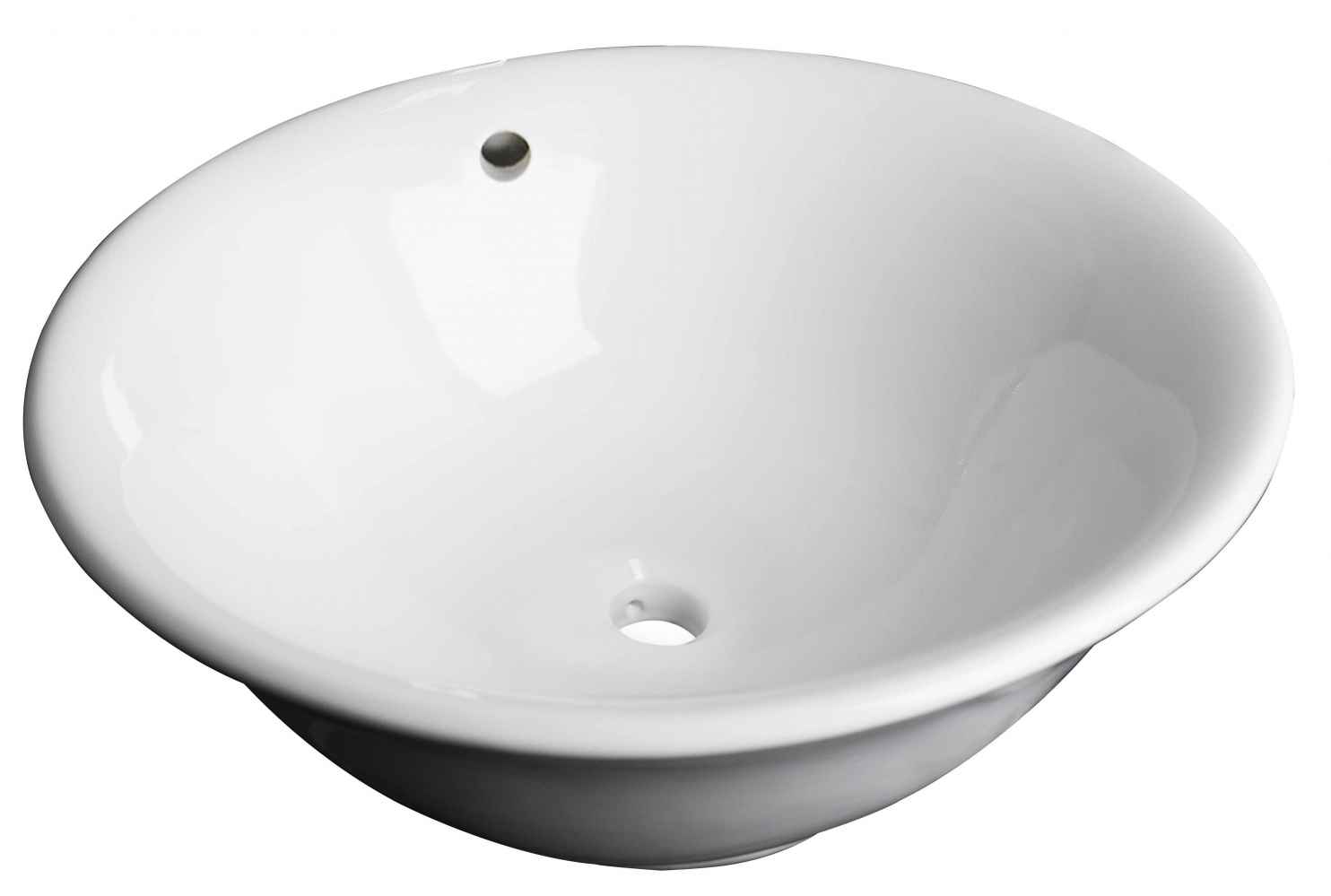 17-in. x 17-in. Round Bathroom Vessel Sink Set White Enamel Glaze