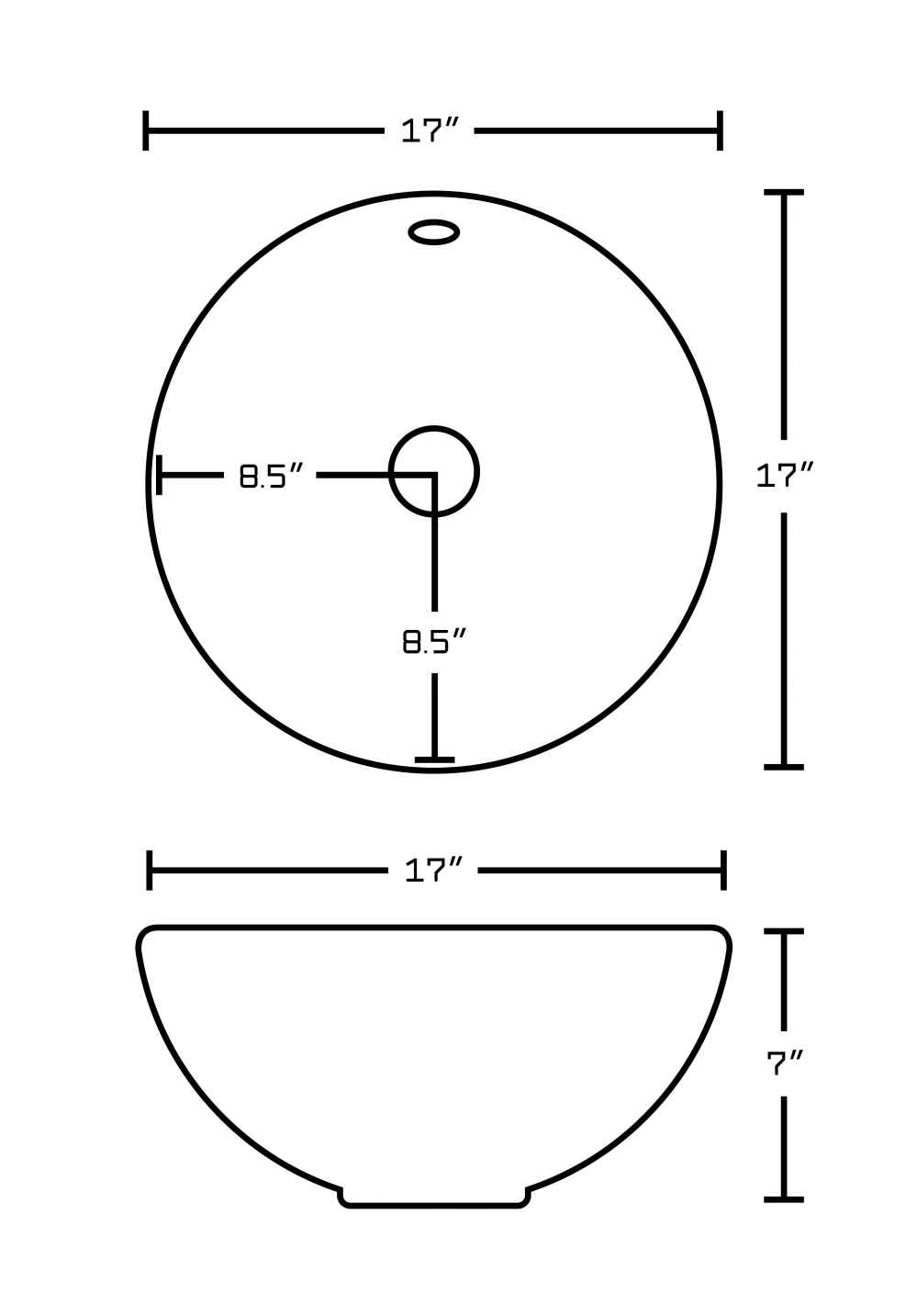 17-in. x 17-in. Round Bathroom Vessel Sink Set White Enamel Glaze