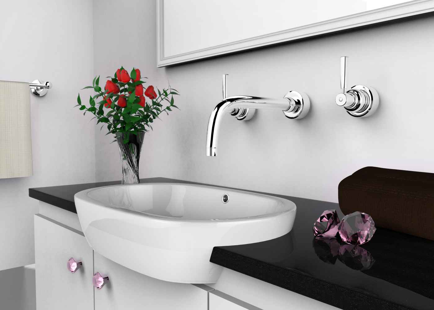 25.25-in. x 14.5-in. Oval Bathroom Vessel Sink Set White Enamel Glaze