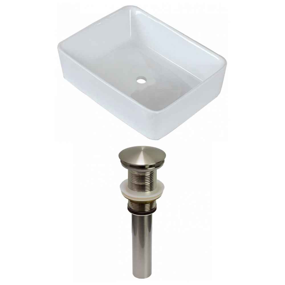 18.75-in. x 14.75-in. Rectangle Bathroom Vessel Sink Set White Enamel Glaze