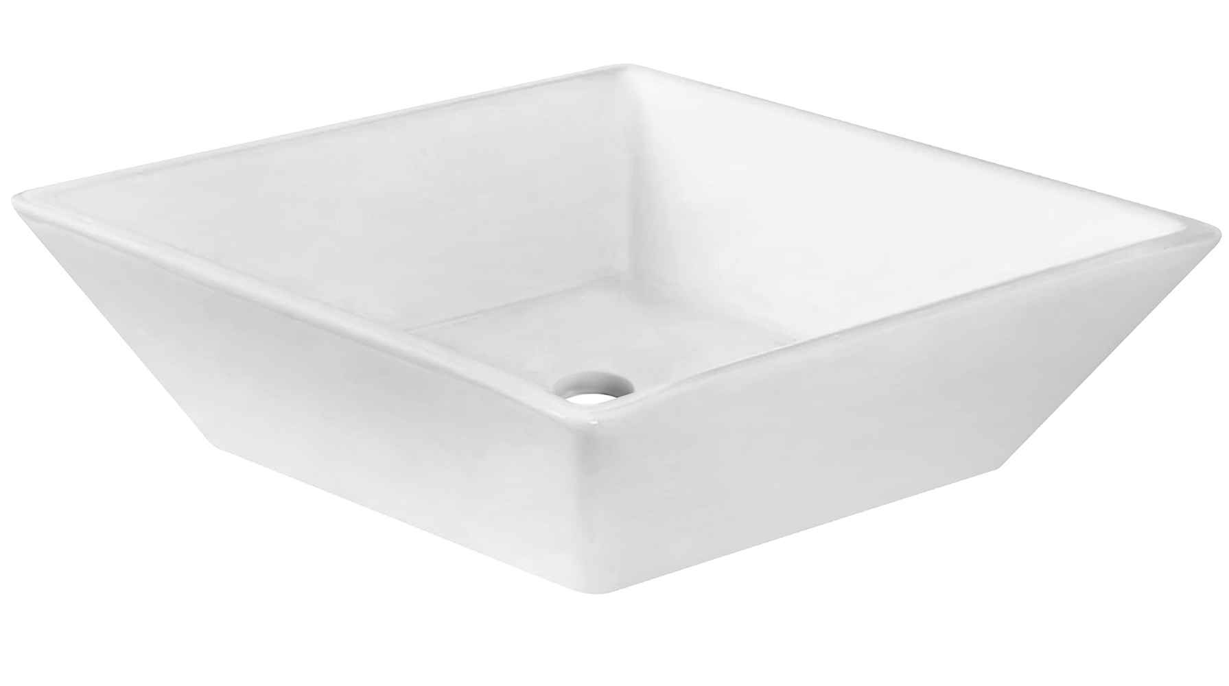 15.75-in. x 15.75-in. Square Bathroom Vessel Sink Set White Enamel Glaze