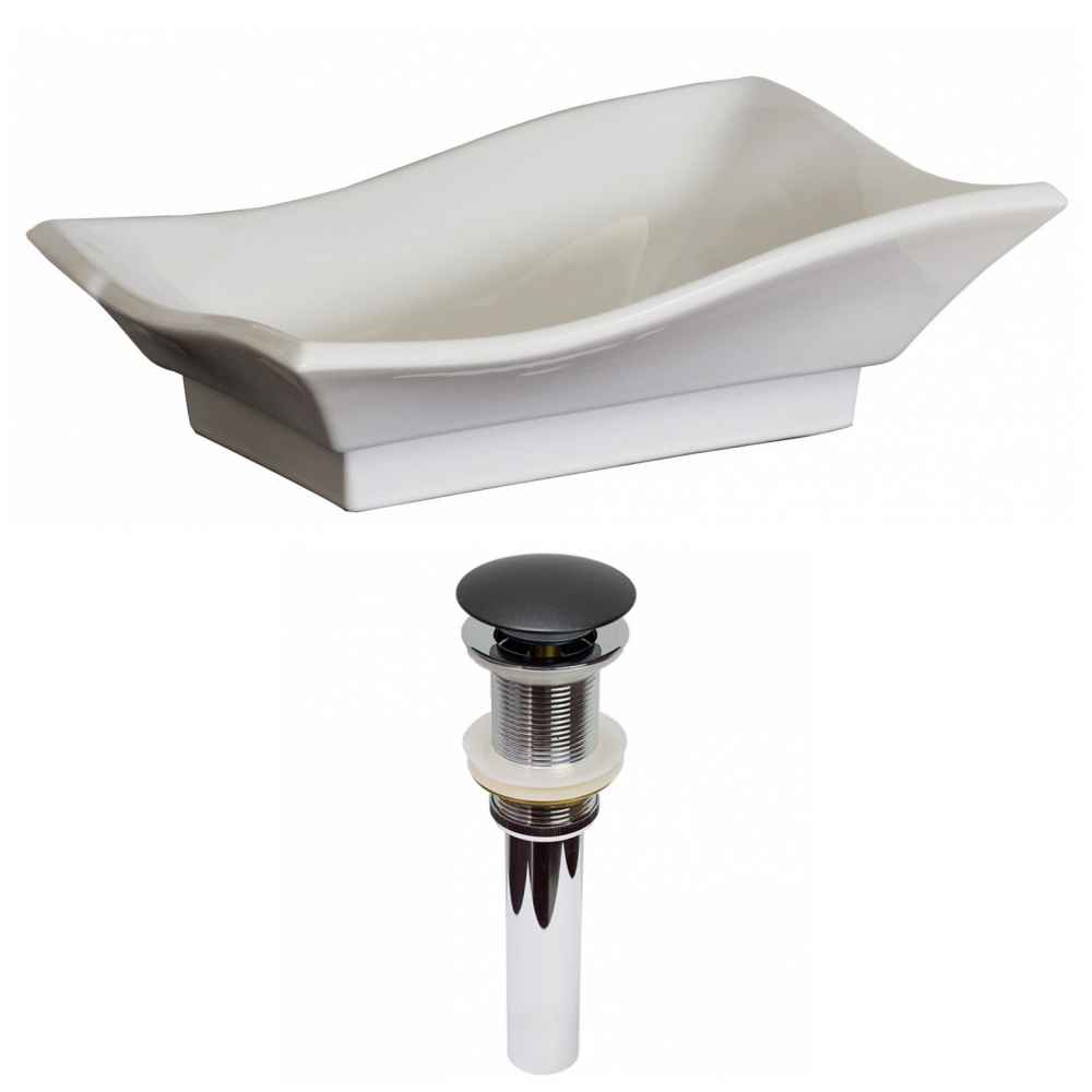 20-in. x 14-in. Unique Bathroom Vessel Sink Set White Enamel Glaze