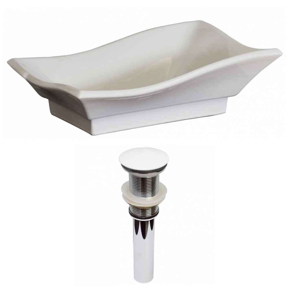 20-in. x 14-in. Unique Bathroom Vessel Sink Set White Enamel Glaze