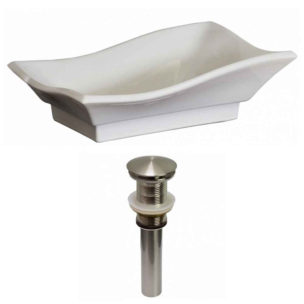 20-in. x 14-in. Unique Bathroom Vessel Sink Set White Enamel Glaze
