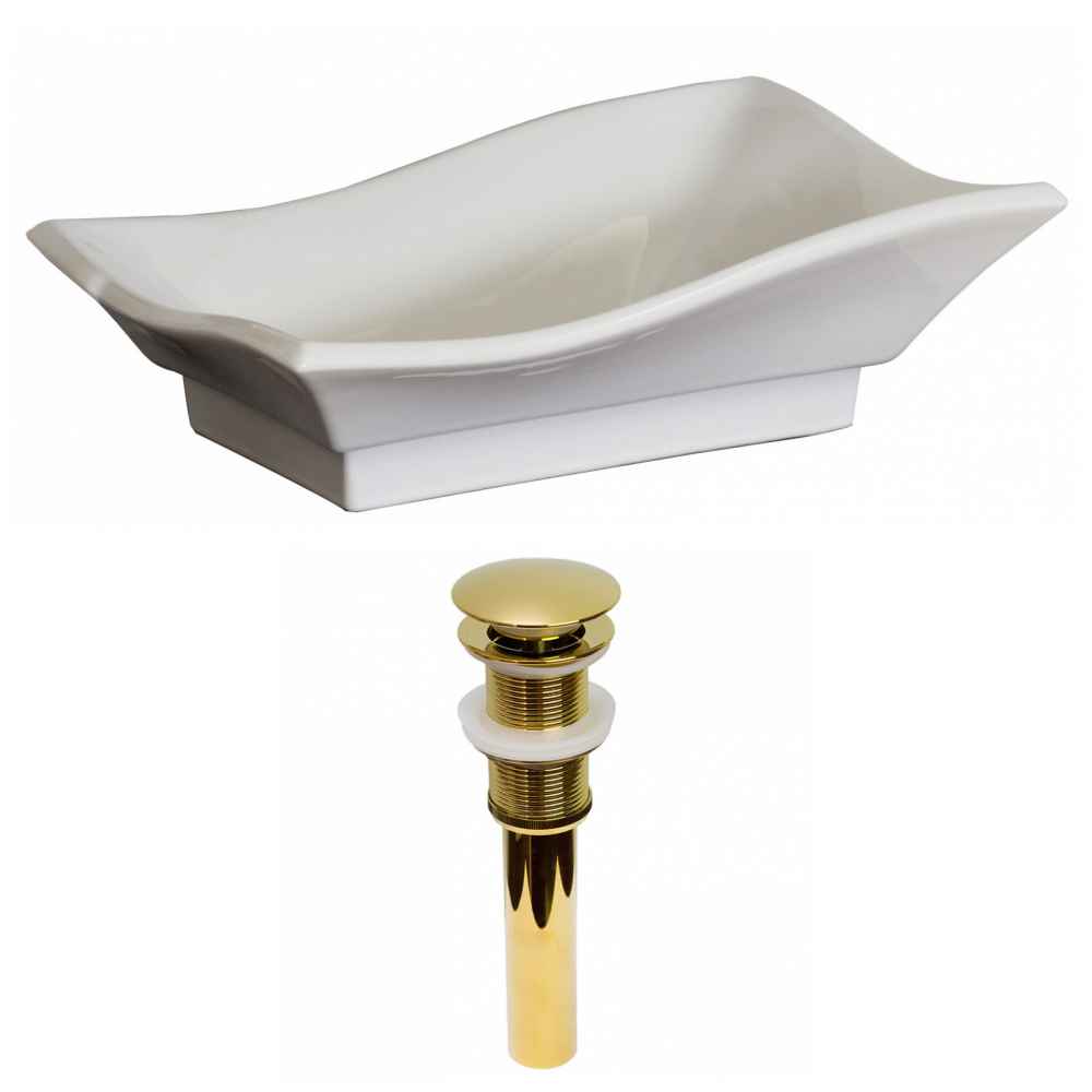 20-in. x 14-in. Unique Bathroom Vessel Sink Set White Enamel Glaze