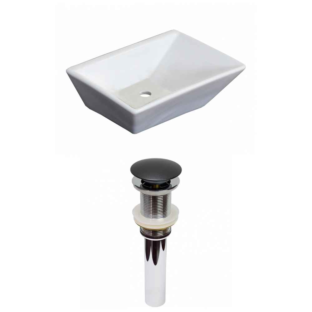 12-in. x 9-in. Rectangle Bathroom Vessel Sink Set White Enamel Glaze