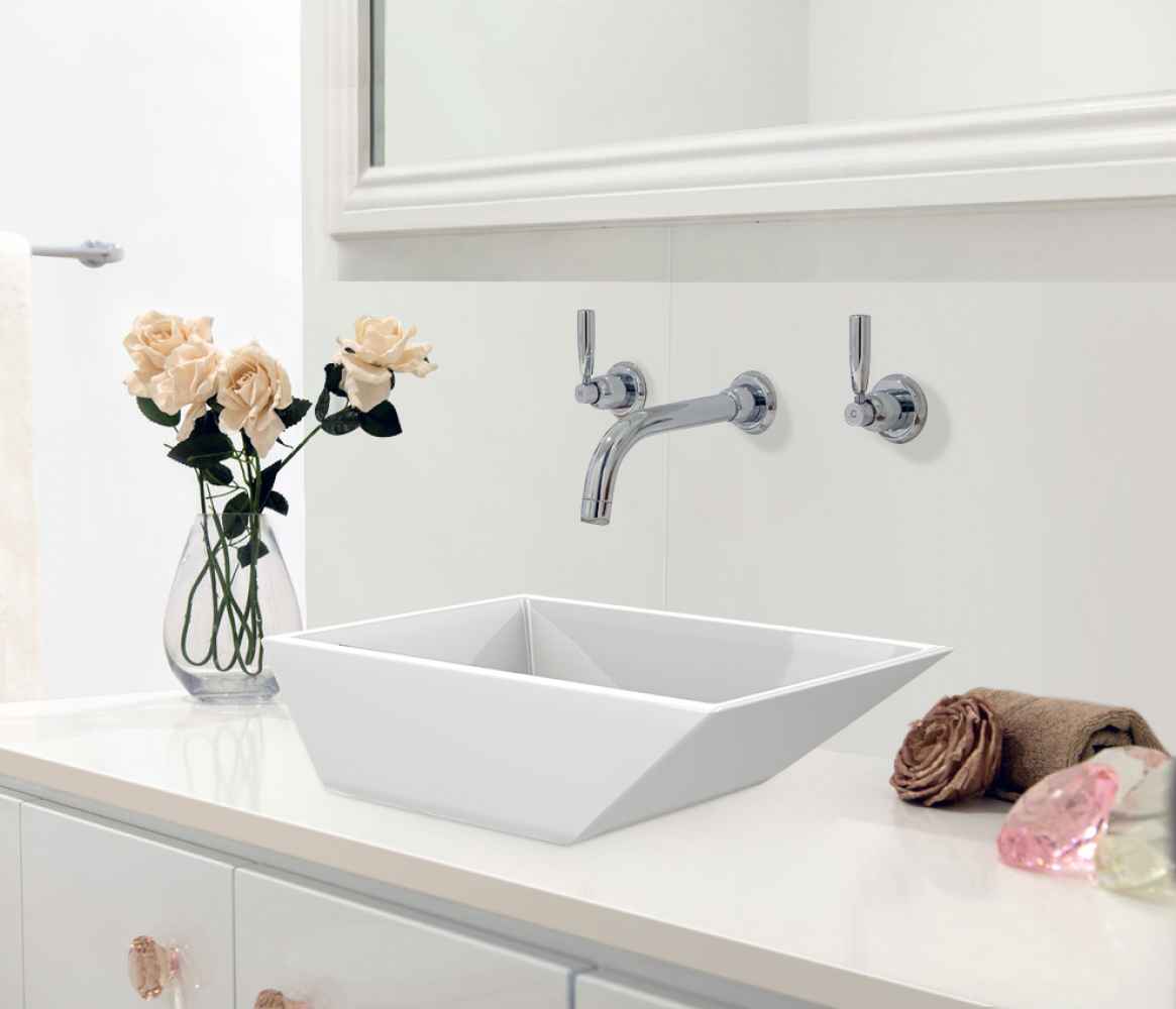 12-in. x 9-in. Rectangle Bathroom Vessel Sink Set White Enamel Glaze
