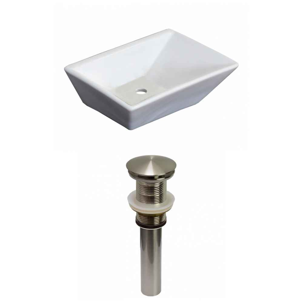 12-in. x 9-in. Rectangle Bathroom Vessel Sink Set White Enamel Glaze