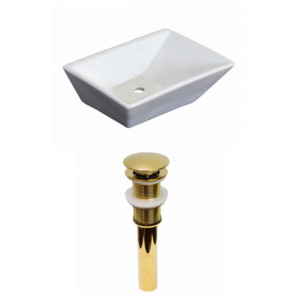 12-in. x 9-in. Rectangle Bathroom Vessel Sink Set White Enamel Glaze