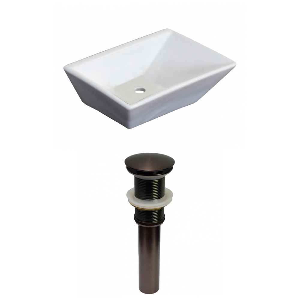 12-in. x 9-in. Rectangle Bathroom Vessel Sink Set White Enamel Glaze