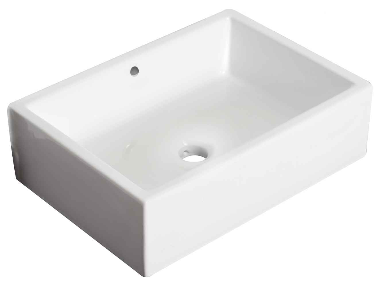 20-in. x 14.25-in. Rectangle Bathroom Vessel Sink Set White Enamel Glaze