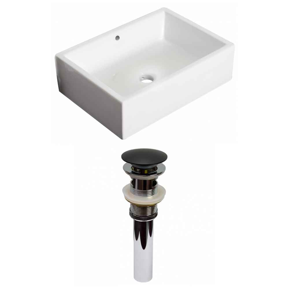 20-in. x 14.25-in. Rectangle Bathroom Vessel Sink Set White Enamel Glaze