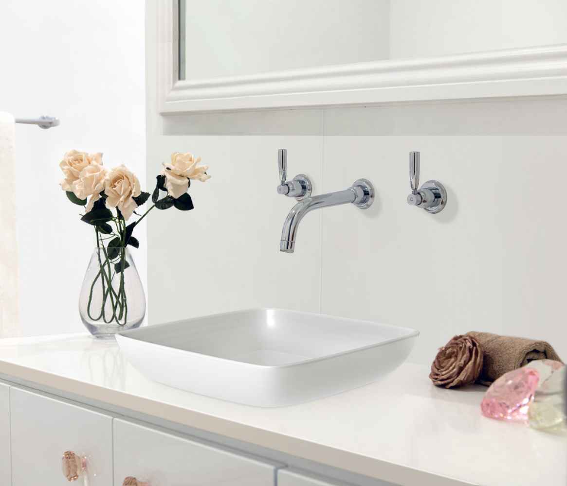 15.75-in. x 15.75-in. Square Bathroom Vessel Sink Set White Enamel Glaze