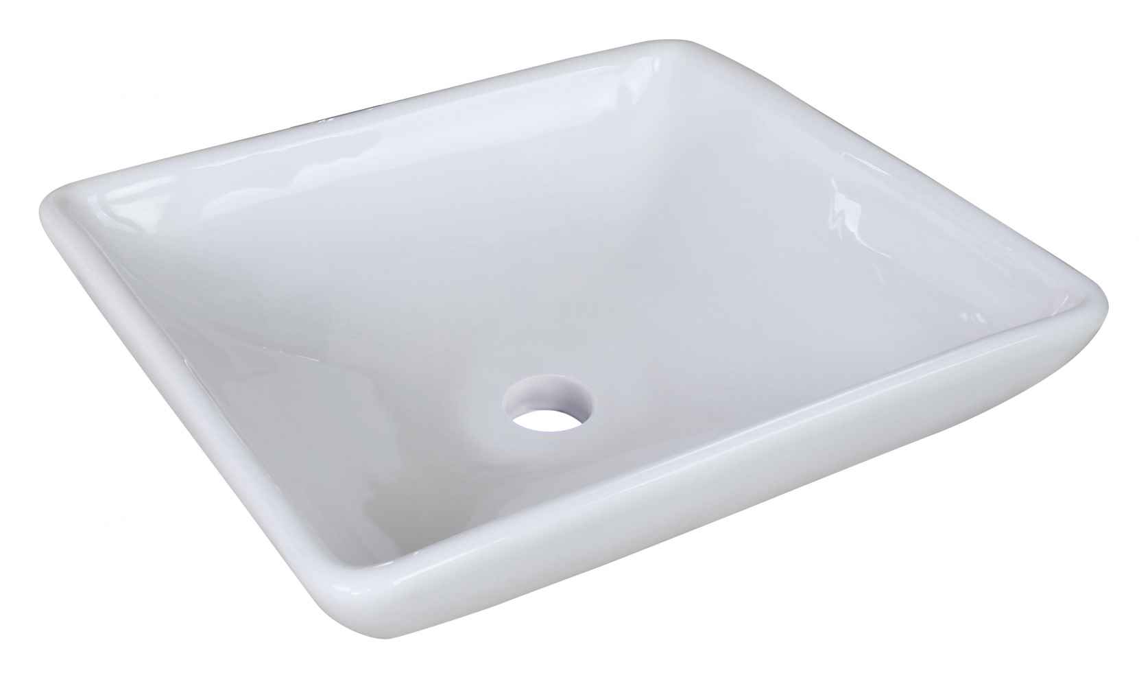 15.75-in. x 15.75-in. Square Bathroom Vessel Sink Set White Enamel Glaze