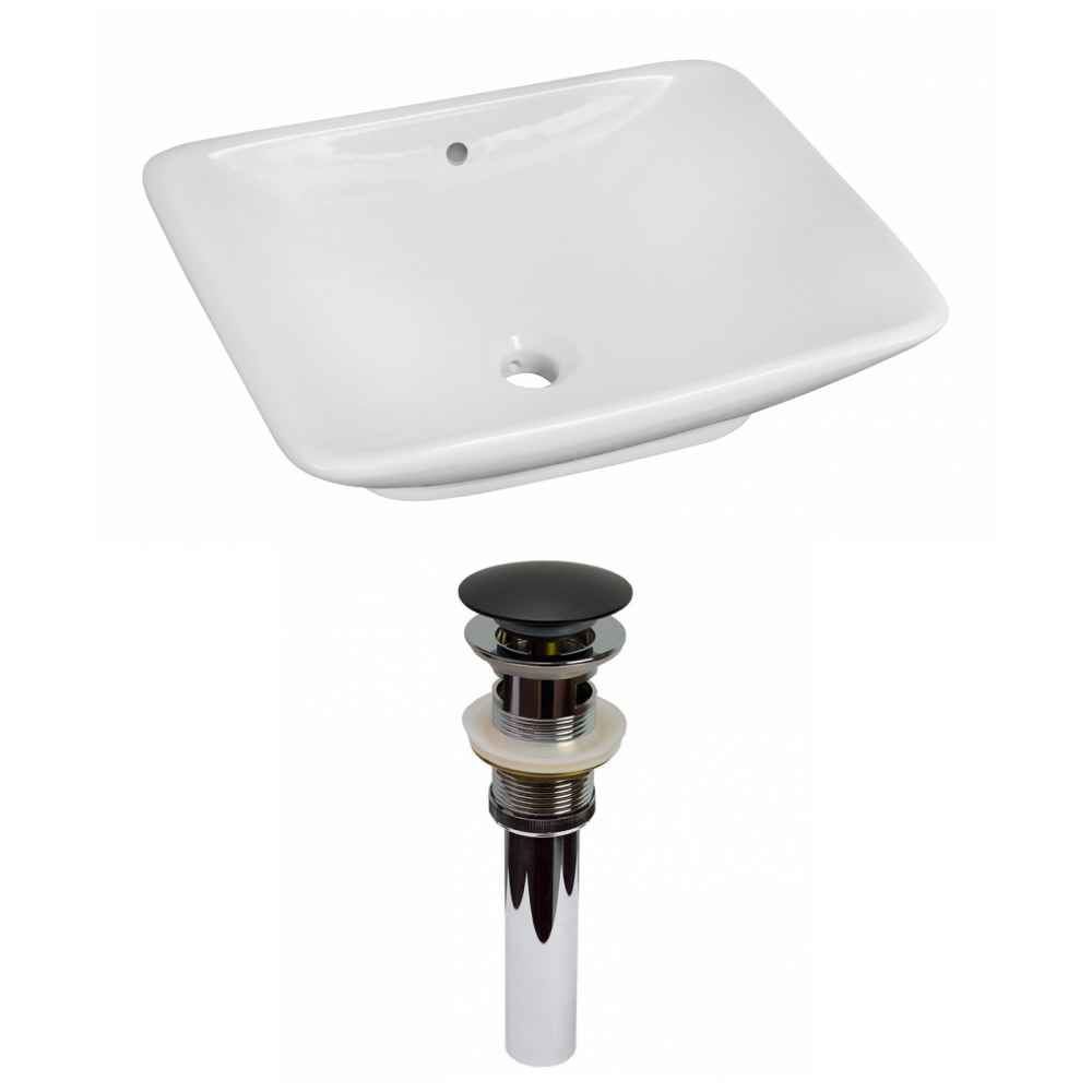 21.5-in. x 17-in. Rectangle Bathroom Vessel Sink Set White Enamel Glaze