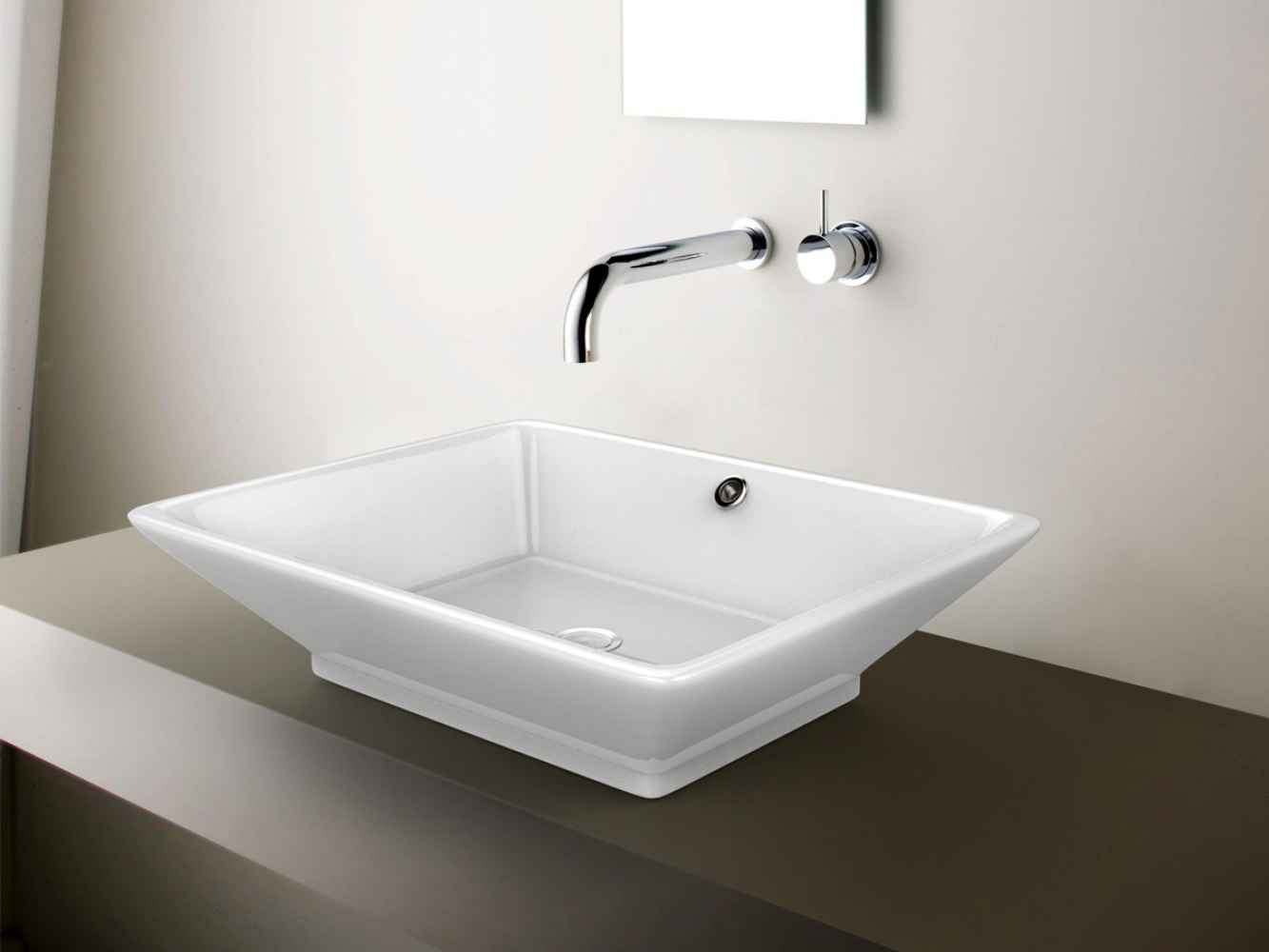 21.5-in. x 17-in. Rectangle Bathroom Vessel Sink Set White Enamel Glaze
