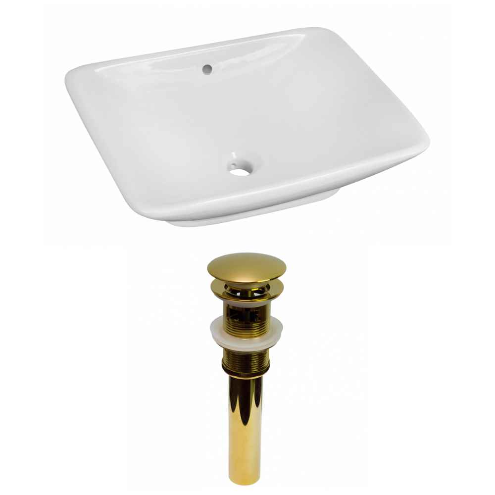 21.5-in. x 17-in. Rectangle Bathroom Vessel Sink Set White Enamel Glaze