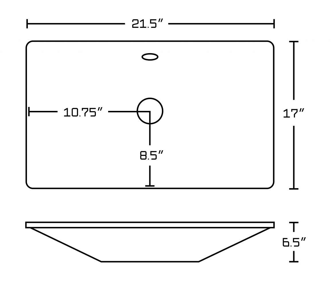 21.5-in. x 17-in. Rectangle Bathroom Vessel Sink Set White Enamel Glaze