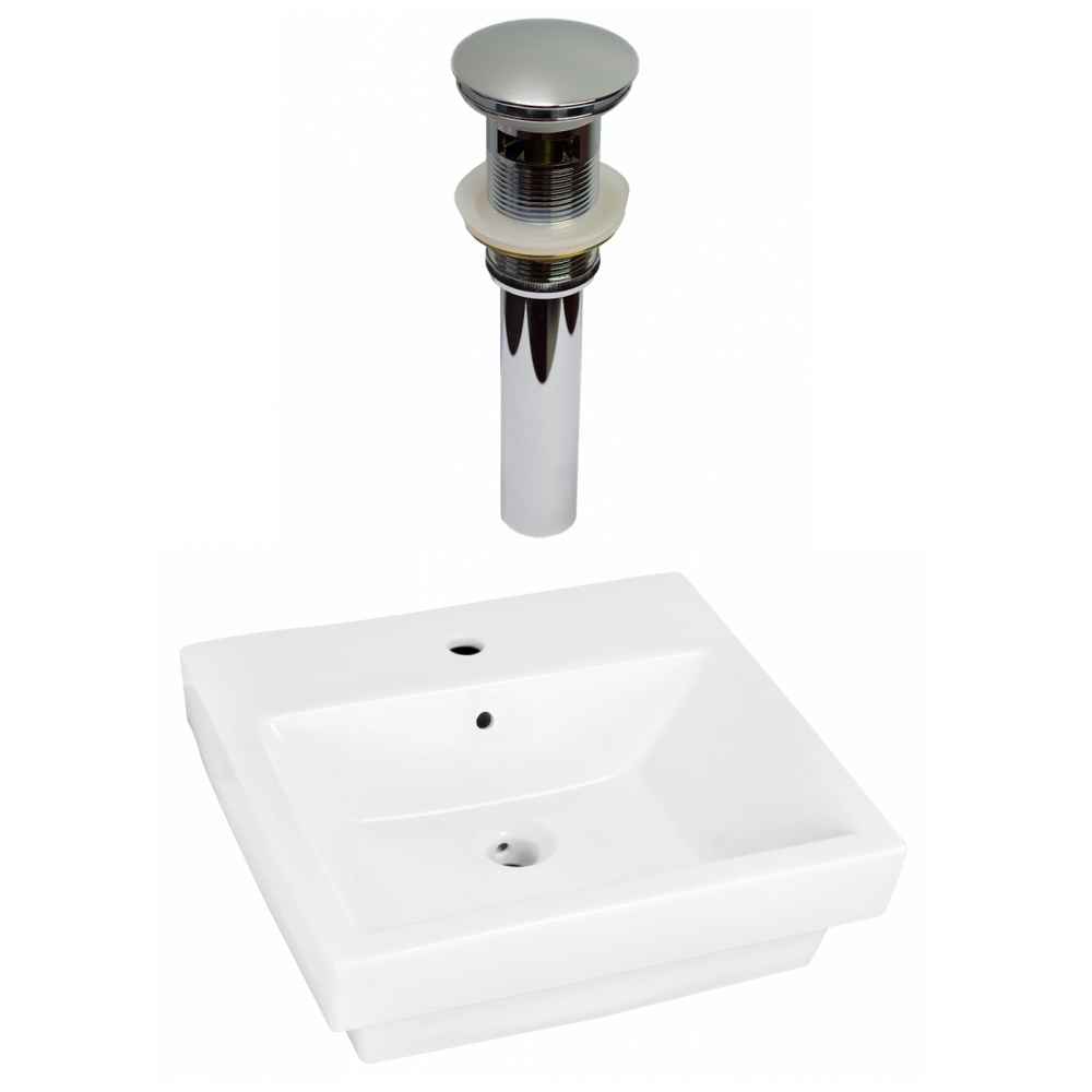 20.5-in. x 18.5-in. Rectangle Bathroom Vessel Sink Set White Enamel Glaze