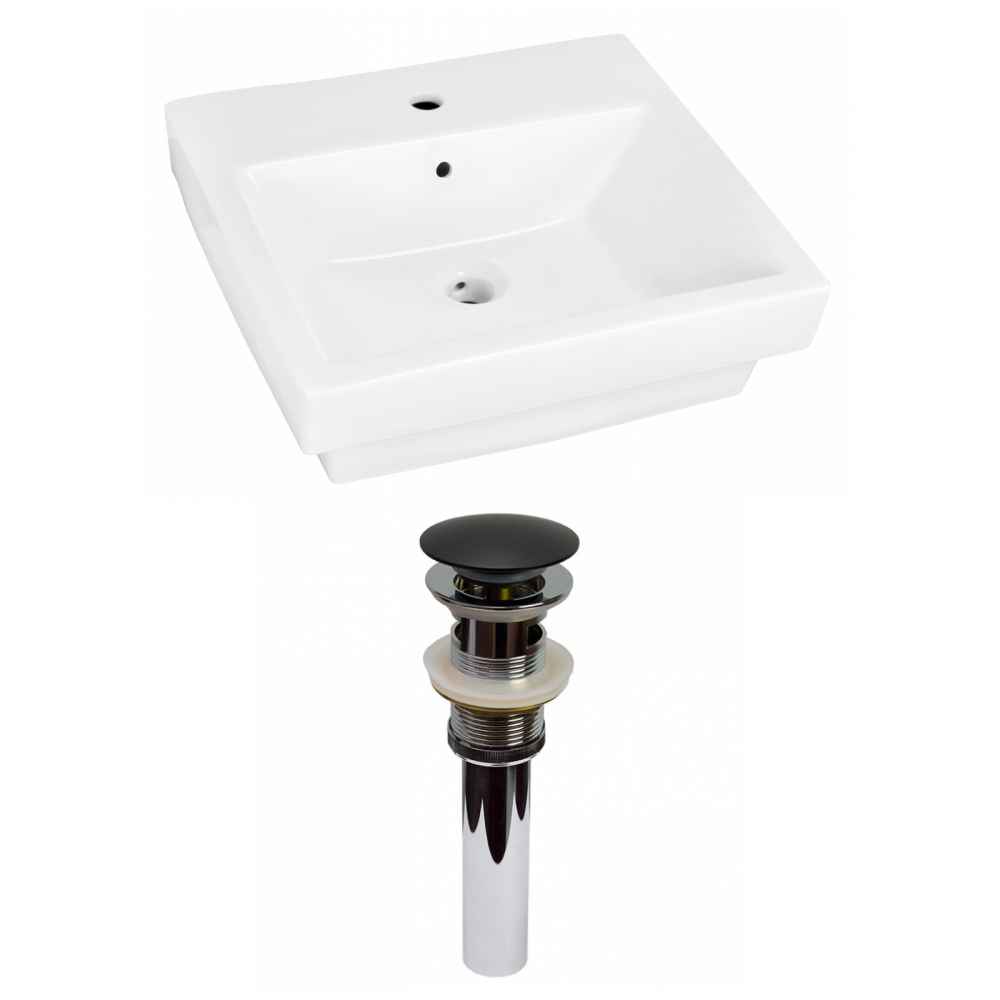 19-in. x 17.5-in. Rectangle Bathroom Vessel Sink Set White Enamel Glaze