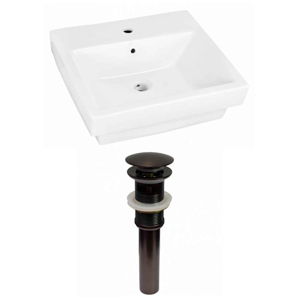 19-in. x 17.5-in. Rectangle Bathroom Vessel Sink Set White Enamel Glaze