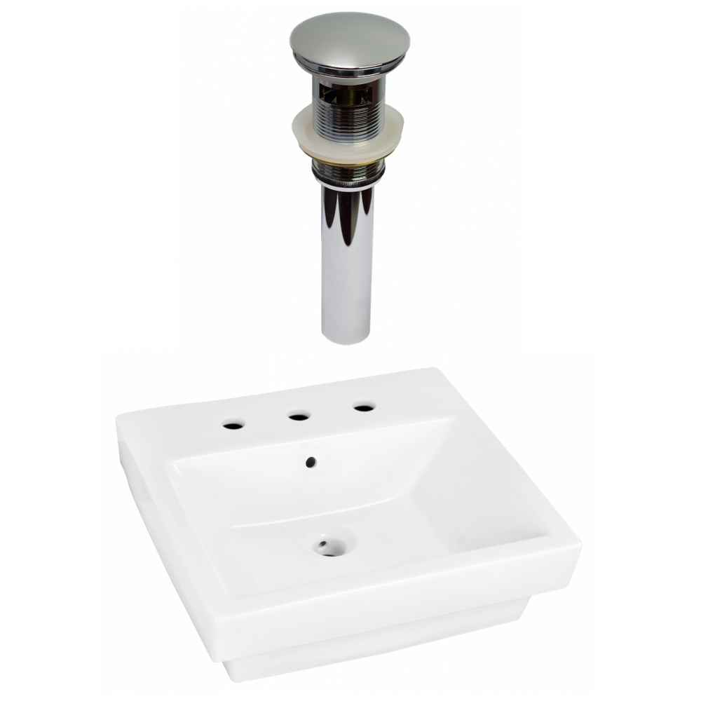 19-in. x 17.5-in. Rectangle Bathroom Vessel Sink Set White Enamel Glaze