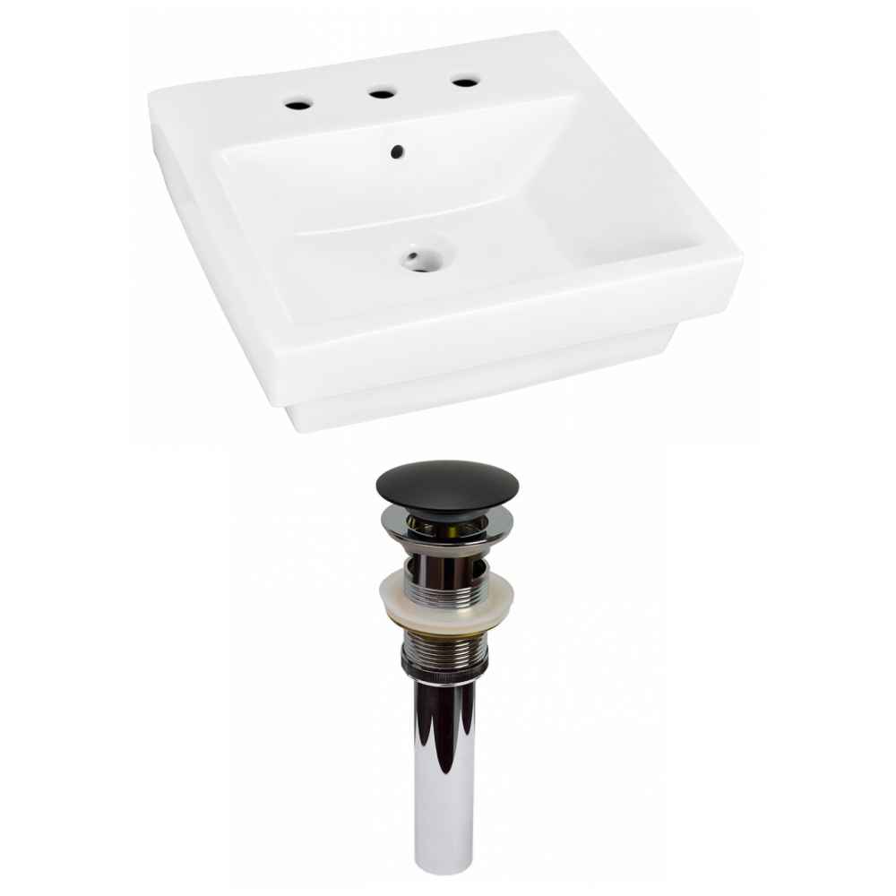 19-in. x 17.5-in. Rectangle Bathroom Vessel Sink Set White Enamel Glaze