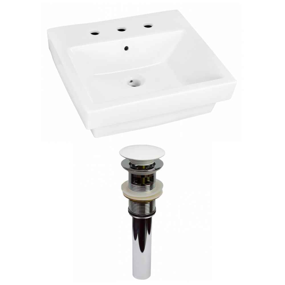 19-in. x 17.5-in. Rectangle Bathroom Vessel Sink Set White Enamel Glaze