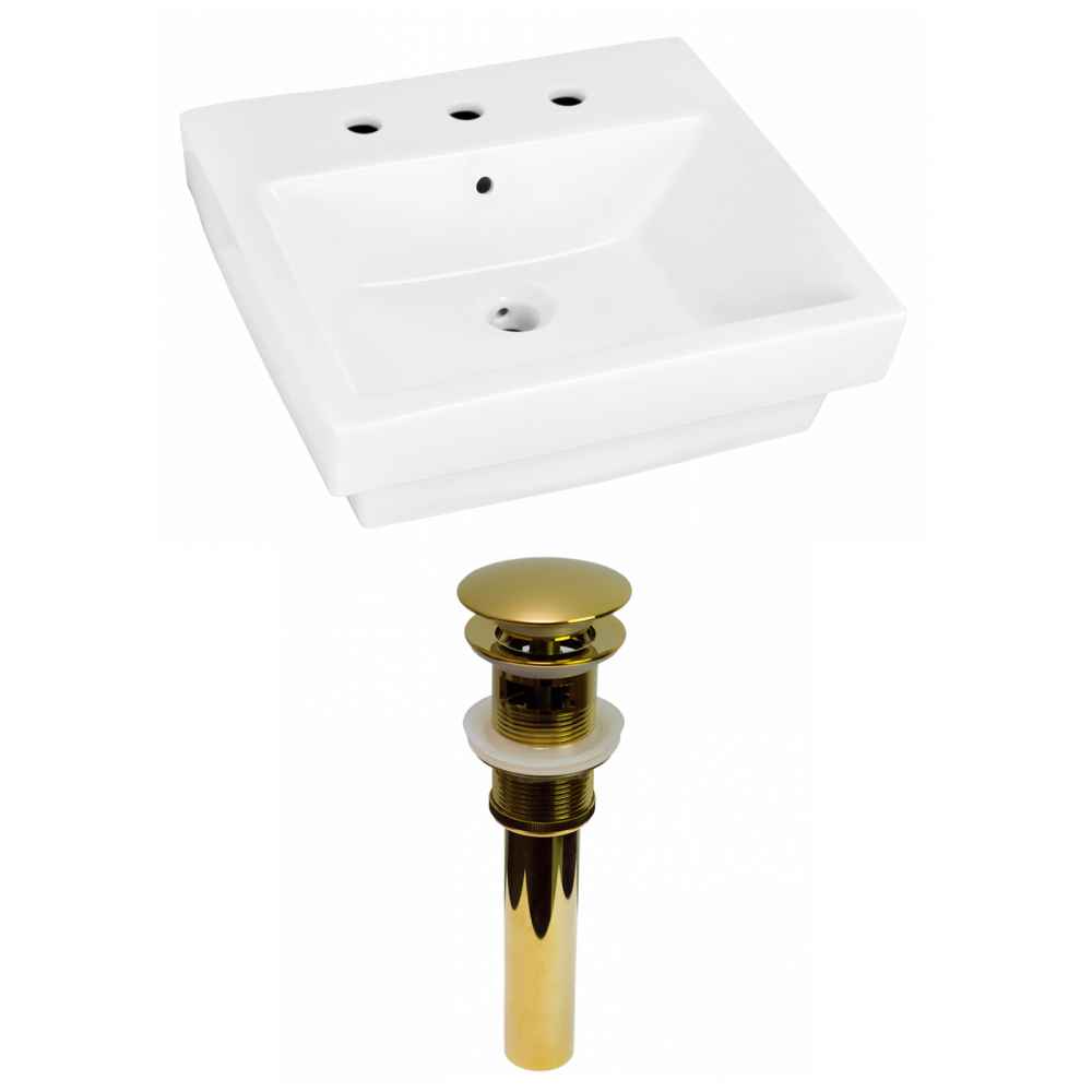 19-in. x 17.5-in. Rectangle Bathroom Vessel Sink Set White Enamel Glaze