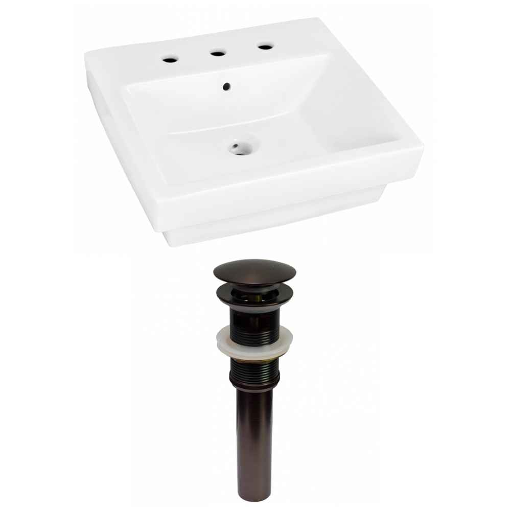 19-in. x 17.5-in. Rectangle Bathroom Vessel Sink Set White Enamel Glaze