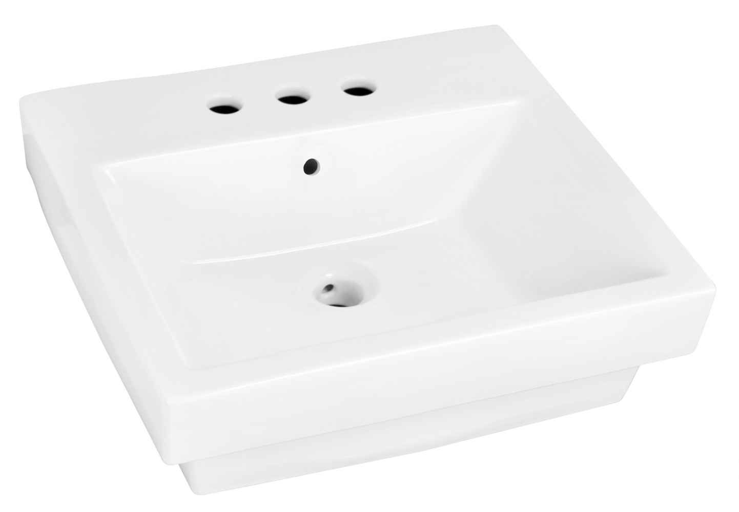 19-in. x 17.5-in. Rectangle Bathroom Vessel Sink Set White Enamel Glaze