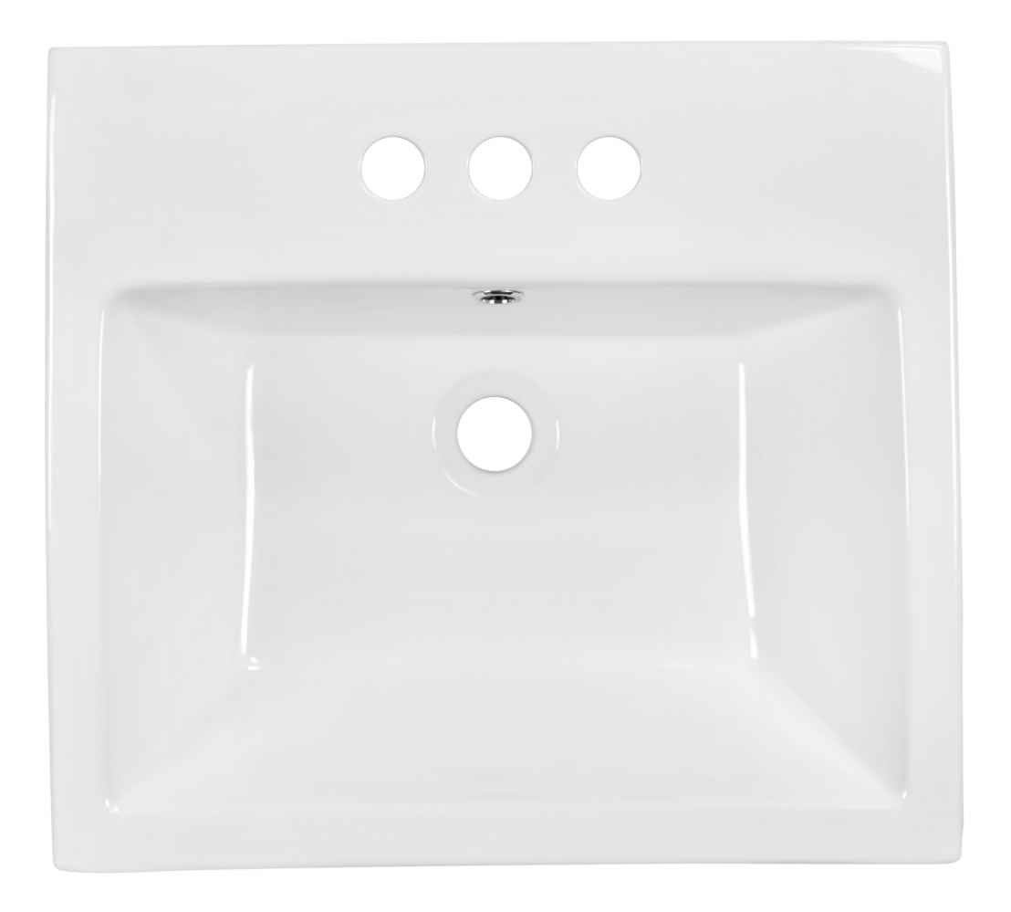 19-in. x 17.5-in. Rectangle Bathroom Vessel Sink Set White Enamel Glaze