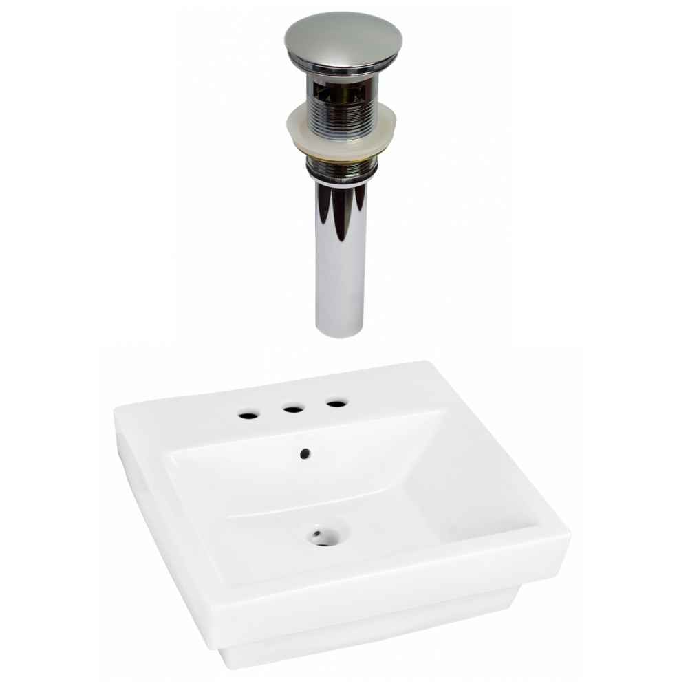 19-in. x 17.5-in. Rectangle Bathroom Vessel Sink Set White Enamel Glaze