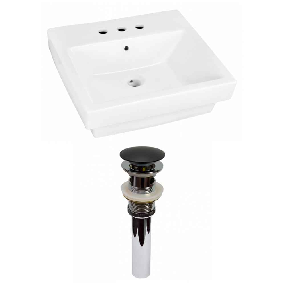 19-in. x 17.5-in. Rectangle Bathroom Vessel Sink Set White Enamel Glaze