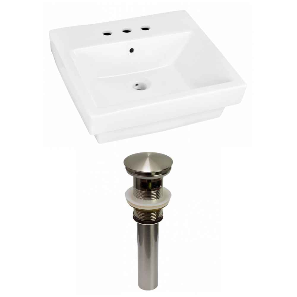 19-in. x 17.5-in. Rectangle Bathroom Vessel Sink Set White Enamel Glaze