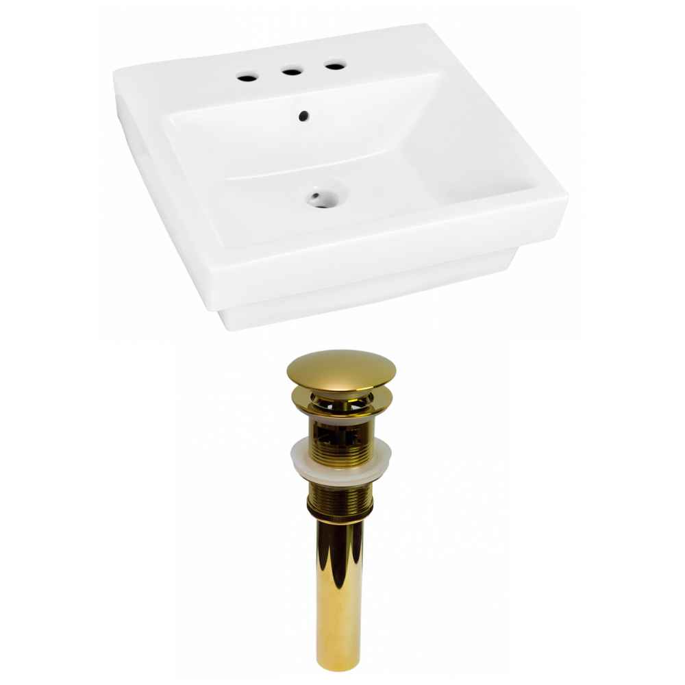 19-in. x 17.5-in. Rectangle Bathroom Vessel Sink Set White Enamel Glaze