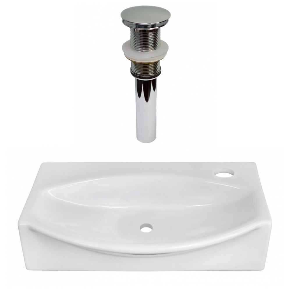 16.5-in. x 12-in. Unique Bathroom Vessel Sink Set White Enamel Glaze