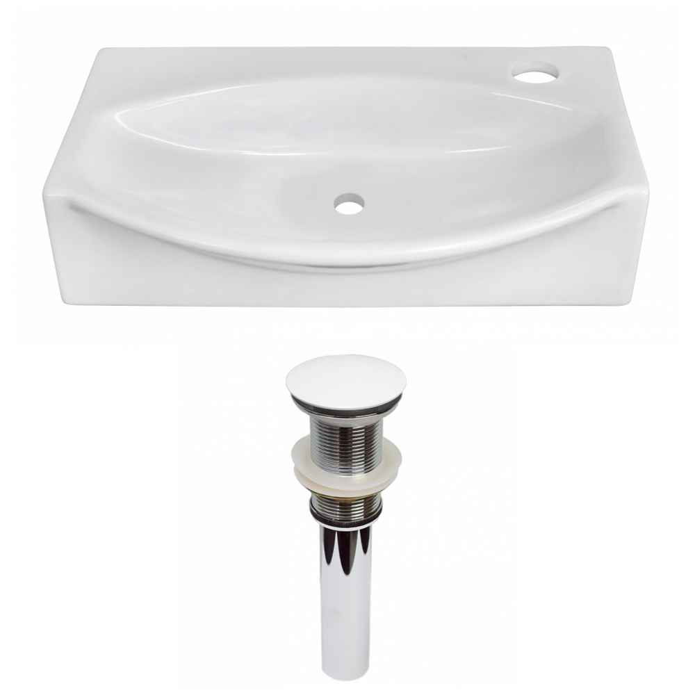 16.5-in. x 12-in. Unique Bathroom Vessel Sink Set White Enamel Glaze