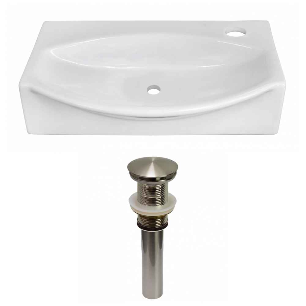 16.5-in. x 12-in. Unique Bathroom Vessel Sink Set White Enamel Glaze