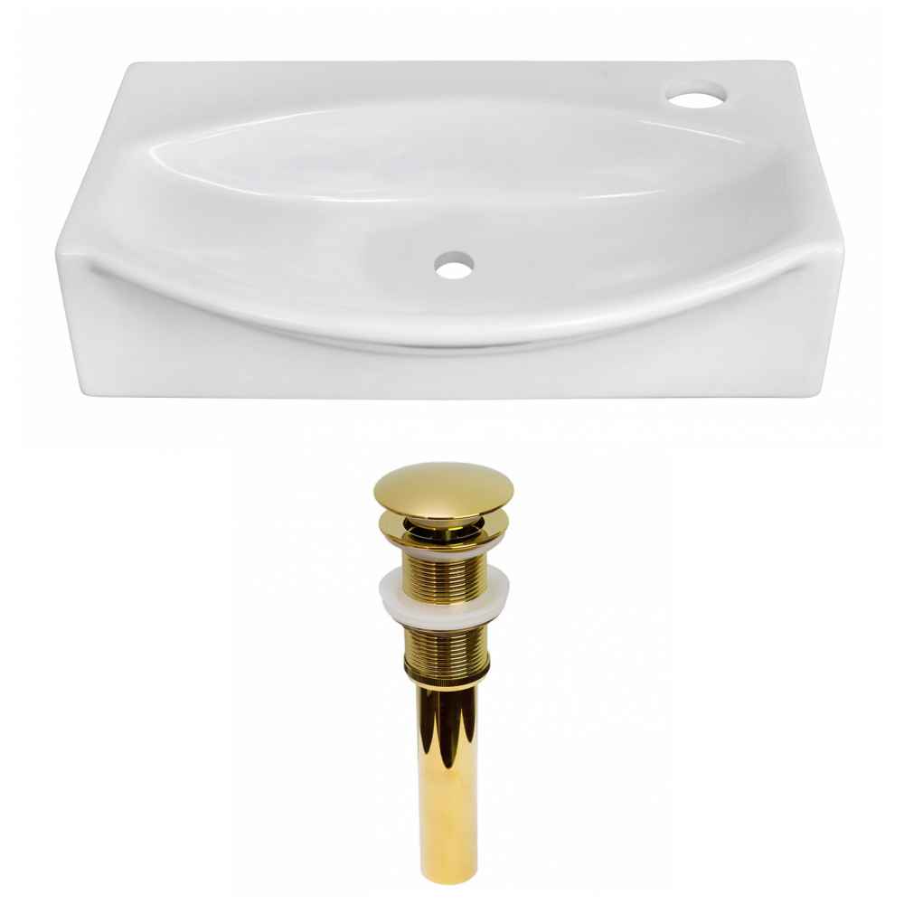 16.5-in. x 12-in. Unique Bathroom Vessel Sink Set White Enamel Glaze