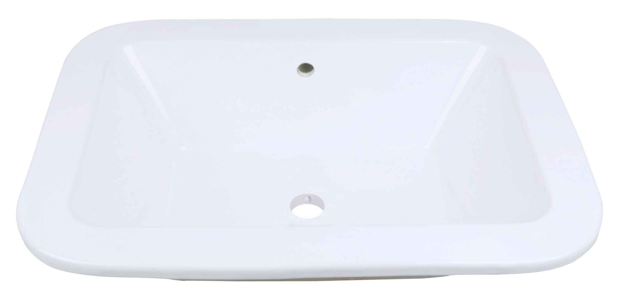 21.75-in. x 16-in. Rectangle Bathroom Vessel Sink Set White Enamel Glaze