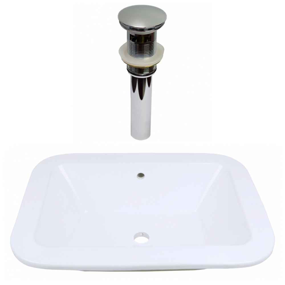 21.75-in. x 16-in. Rectangle Bathroom Vessel Sink Set White Enamel Glaze