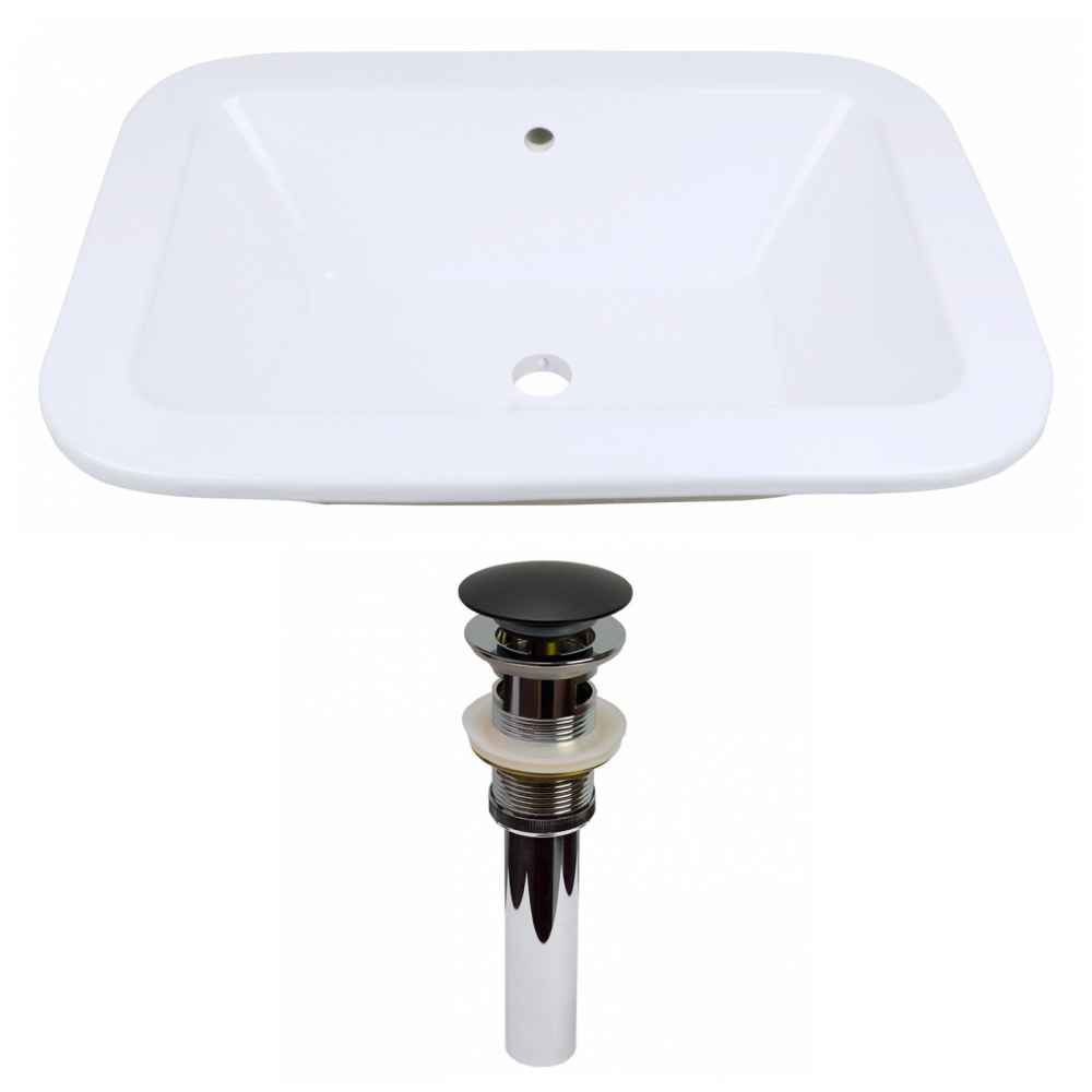 21.75-in. x 16-in. Rectangle Bathroom Vessel Sink Set White Enamel Glaze