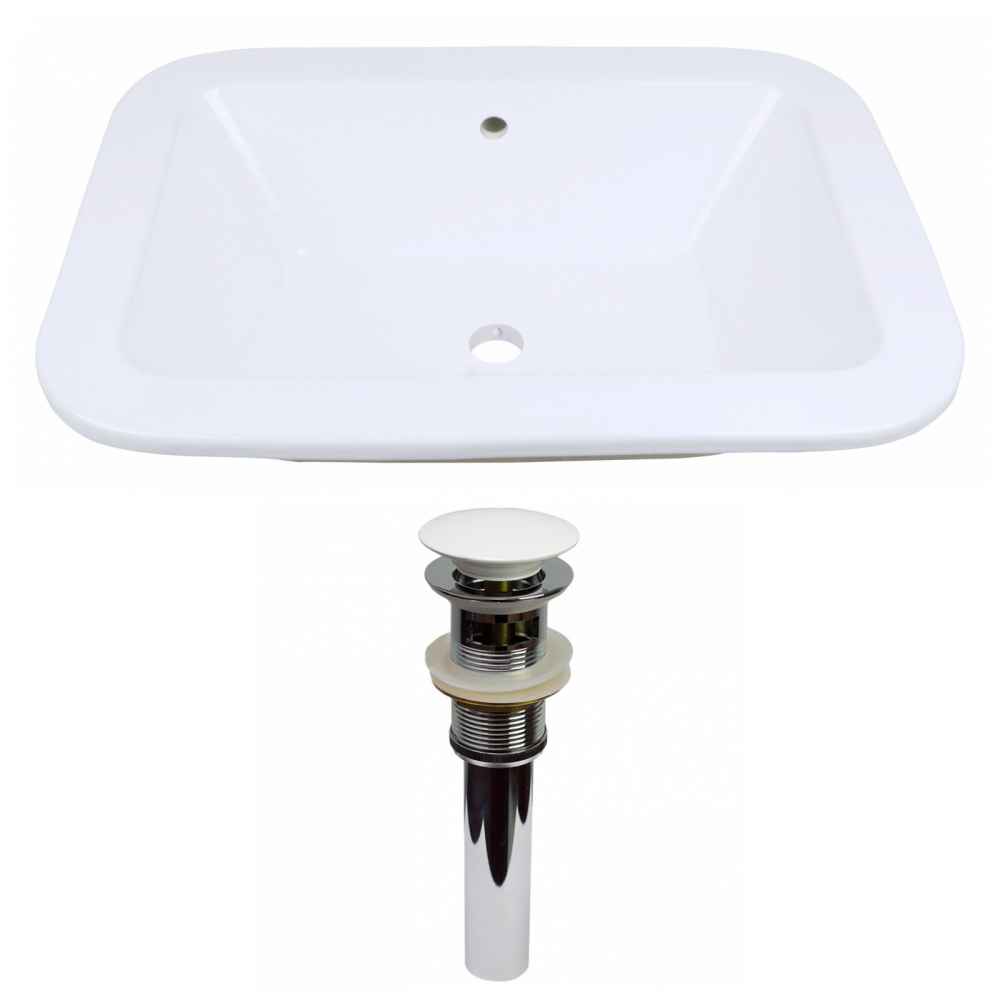 21.75-in. x 16-in. Rectangle Bathroom Vessel Sink Set White Enamel Glaze